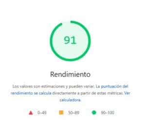 Datos de los Core Web Vitals sacados de Page Speed Insights - Reflipa